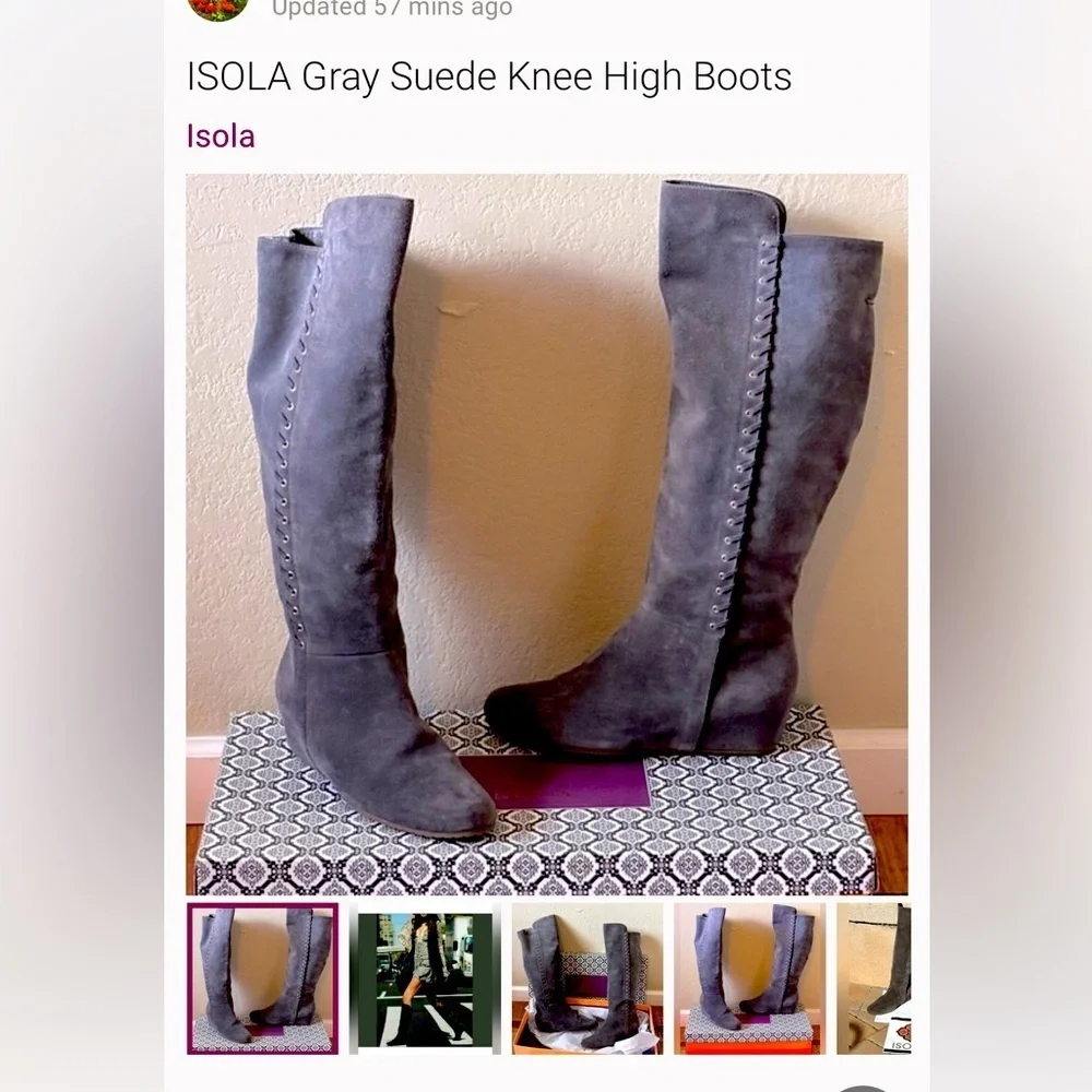 Isola gray suede knee high boots brand new. Never worn NWOT. Gray size 9